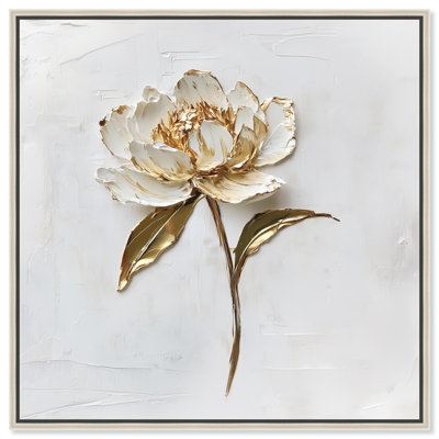 Simple Golden Peonie Canvas by Art Remedy