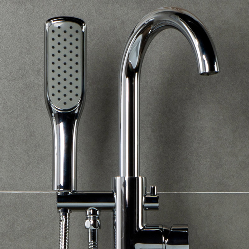 Robinet de baignoire autoportant monocommande à fixation au sol, Chrome poli