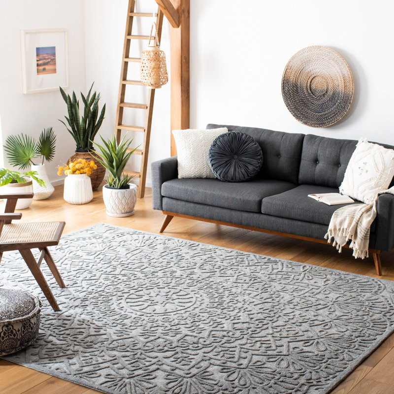 Tapis gris touffeté à la main Shenandoah, Rectangle 5 pi x 8 pi