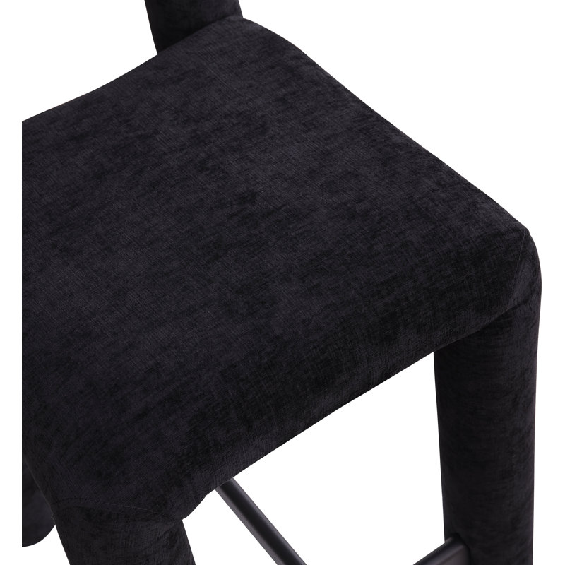 Amari Stool, Chenille Fabric, Black