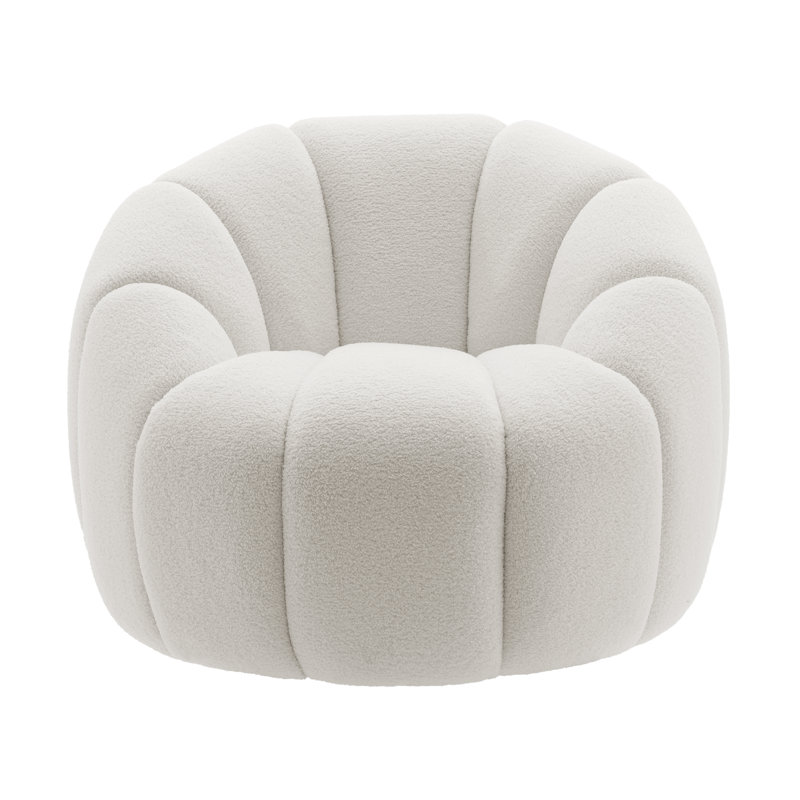 Roeli Fabric Swivel Accent Chair, White