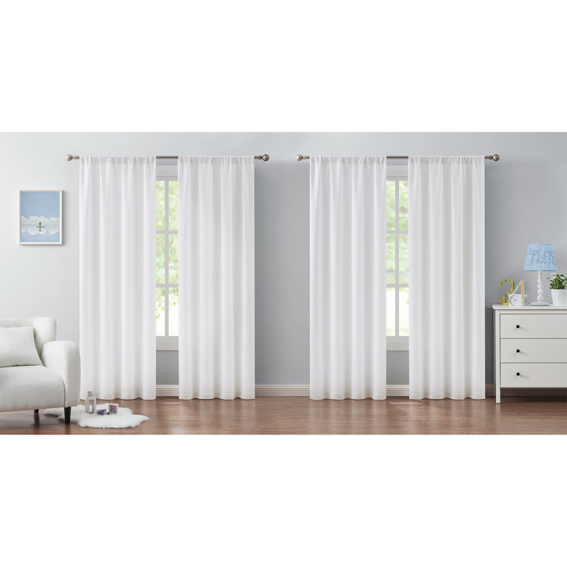 Rideau en polyester , Blanc, L 38 po x L 84 po