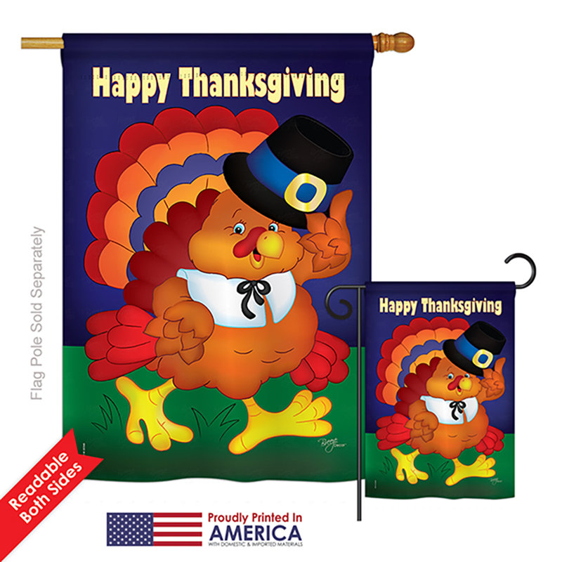 Drapeau de jardin / maison en dinde Happy Thanksgiving