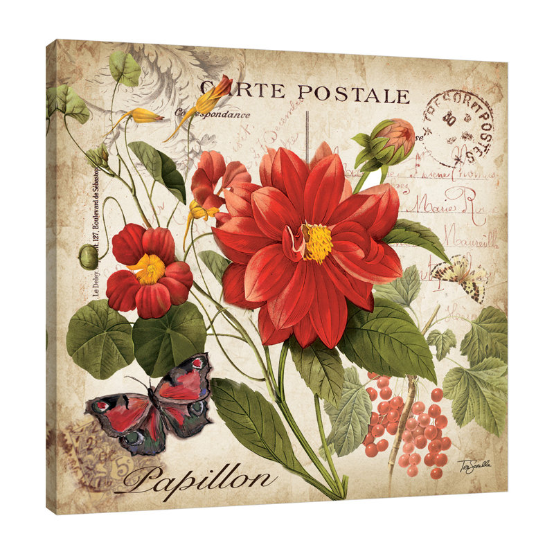 « floral postal ii », reproduction d’impression sur toile tendue, H 18 po x l 18 po