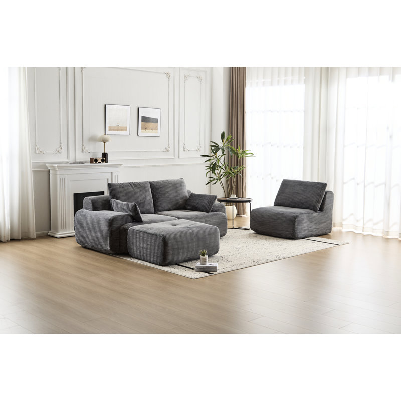 Canapé modulaire en mousse viscoélastique de haute qualité, 3 places, sans siège pour salon, modulaire, Grey