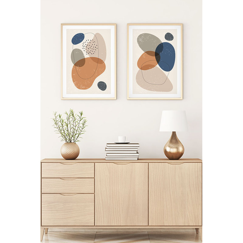 Elegant Decorative Framed MDF Paintings (2 Pieces), 13.8 x 19.7 inches Each | 100% MDF with 0.1 inch Thickness, 100% Solid Wood Frame with 1.0 inch Thickness | Perfect for Living Room, Bedroom & Office Decor
