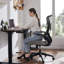 Chaise ergonomique en filet avec accoudoirs rabattables, soutien lombaire, dossier pour bureau personnel-1490446383