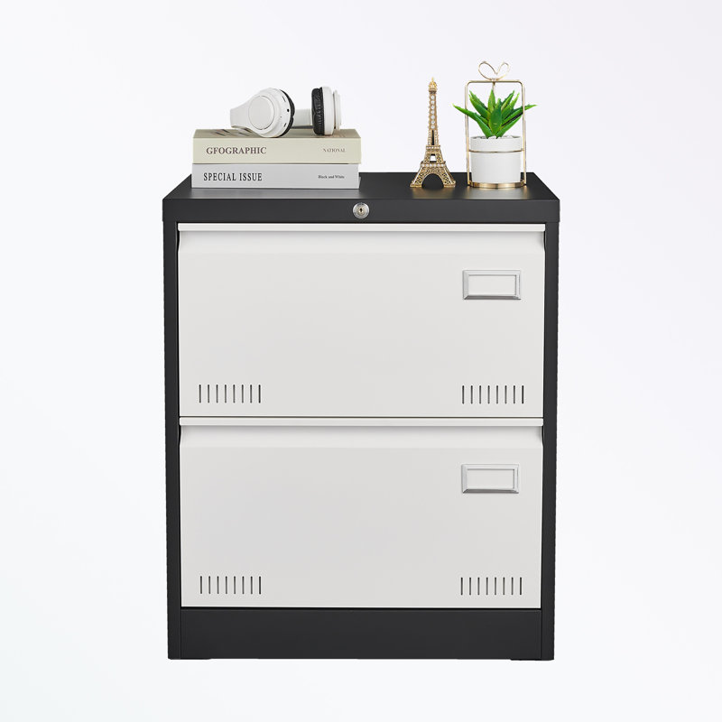 Classeur de rangement Meinke de 23,62 po de largeur, Noir / blanc