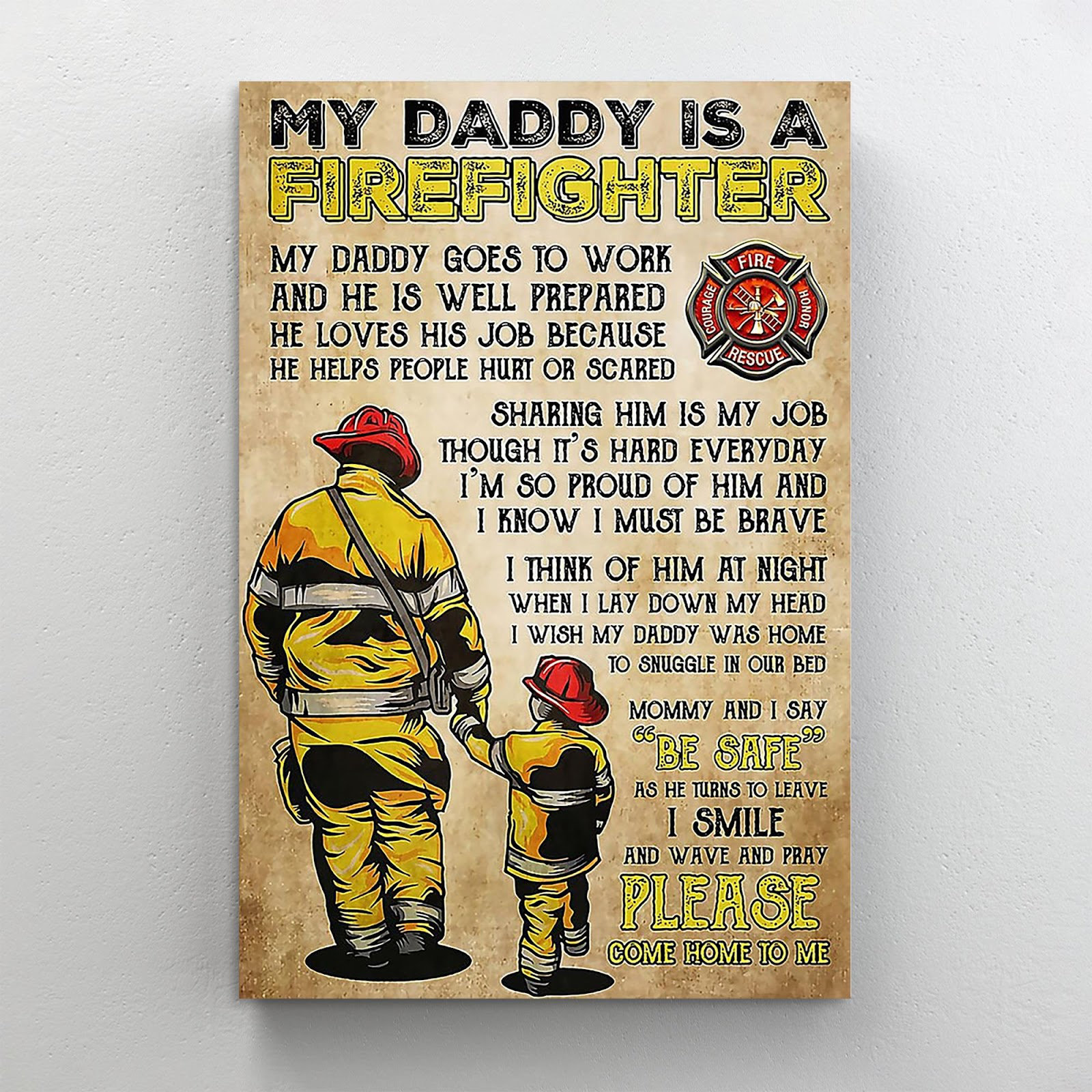 Trinx Firefighter My Daddy Is a Firefighter - Wrapped Canvas Graphic ...
