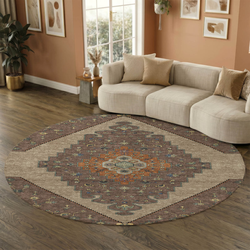 Tapis lavable à la machine de qualité supérieure Mayfield AMF2472, Brown, 8' Round