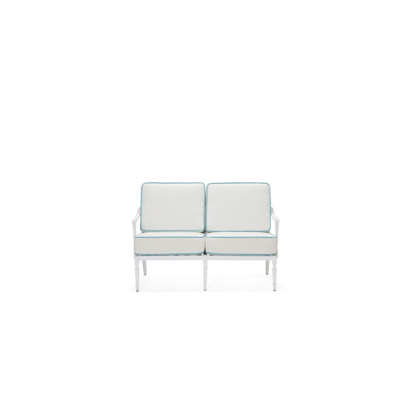 Causeuse Tuoro par Alexa Hampton, Lasso vieilli Brisa, Noir texturé