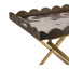 Table-plateau 23,5 po x 15,5 po x 24 po en MDF brun avec motif de cygne blanc et base en fer