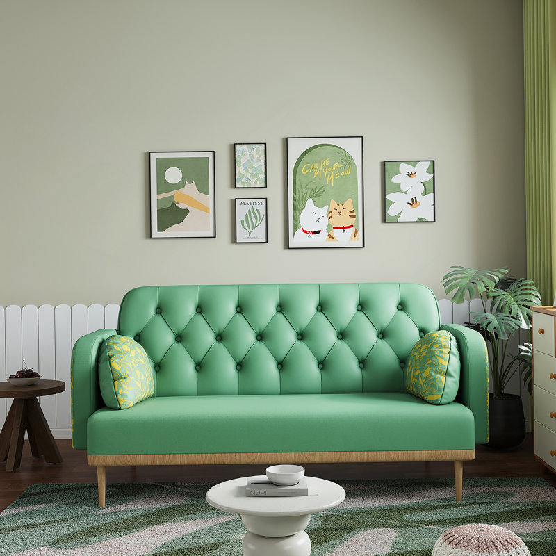 Canapé moderne à deux places à motif avec coussins décoratifs moelleux pour une assise confortable