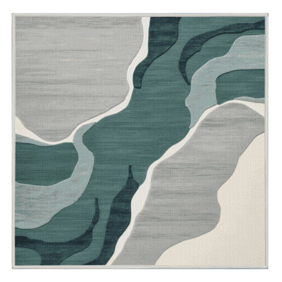 Machine Washable Watercolor Green Area Rug