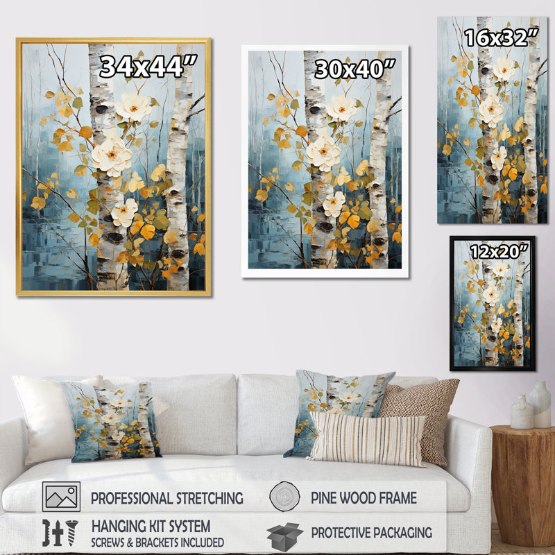 Janvey Birch Woods Whispering Winds IV sur toile, Cadre photo blanc, H 40 po x l 30 po x P 1,5 po