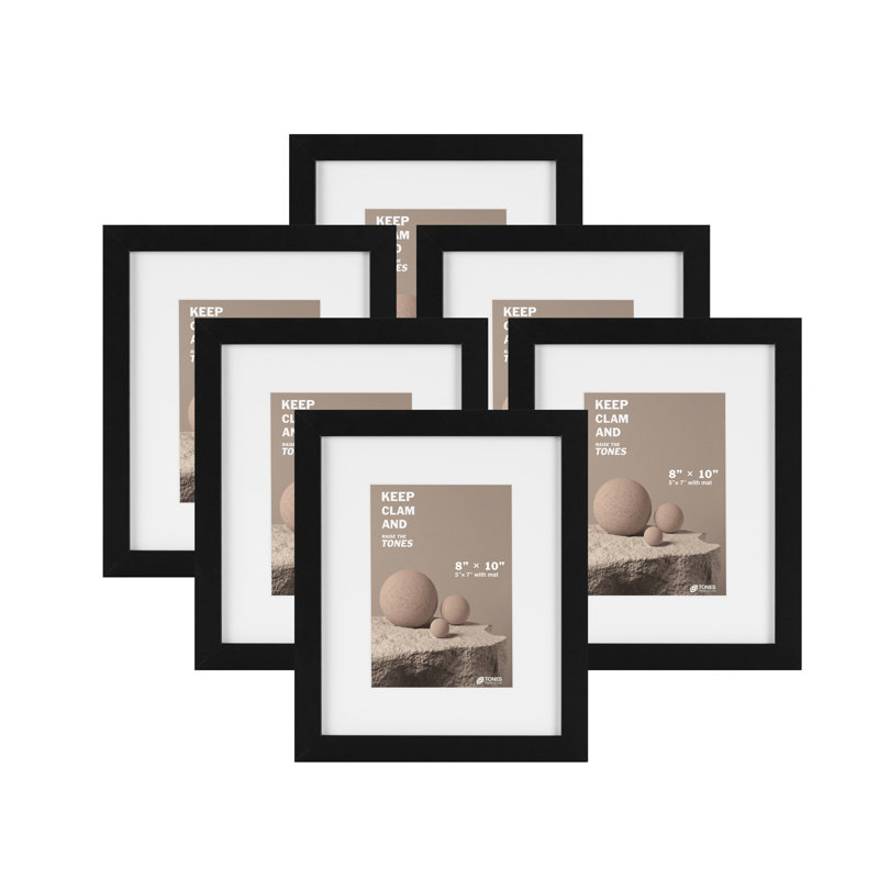 Cadre photo simple en bois doré, Noir, 8" x 10", 6