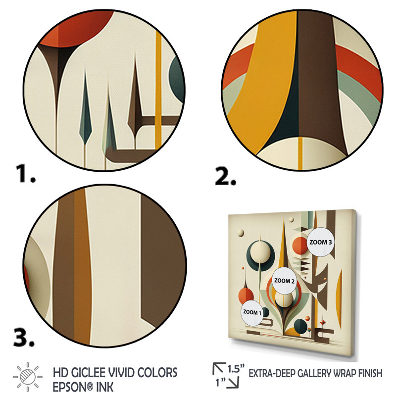 Art mural encadré rétro Mid-Century, 44" H x 44" W
