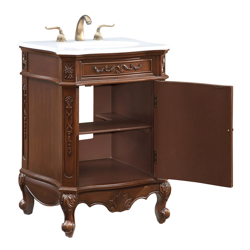 Ensemble de meuble-lavabo simple 24 po Berkshire, Café, Blanc