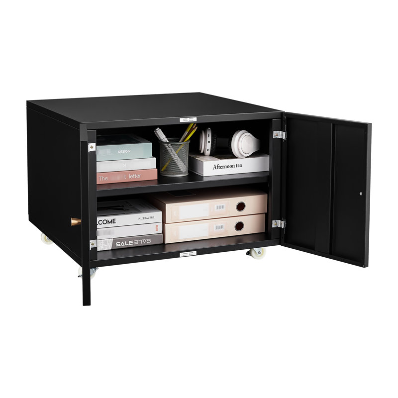 Support pour bureau à 2 portes: mobile en acier avec 4 roues rotatives et armoire à surface facile: support universel mobile