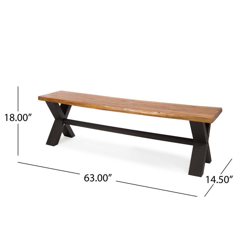 Sustainable Acacia Wood Outdoor Dining Bench in Teak Finish