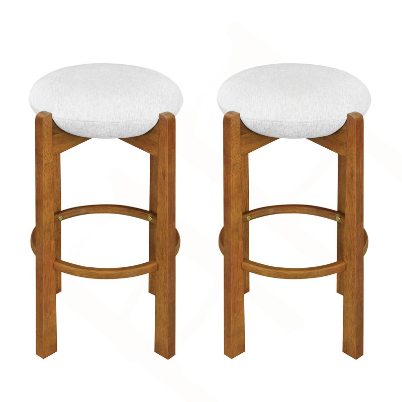 Tabouret de bar intérieur en bois rembourré, 2, Noyer