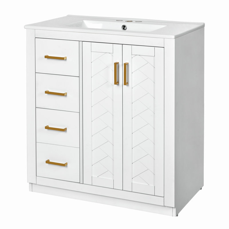 30" Single Bathroom Vanity, White