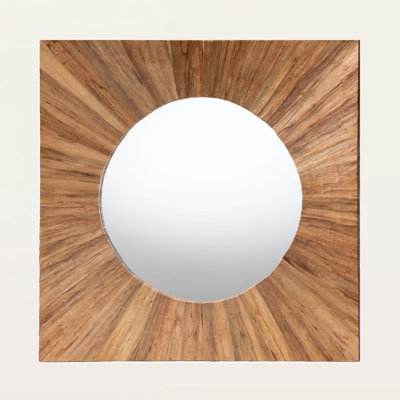 Kenta Bohemian Accent Mirror with Textured Peeled Grasscloth Frame
