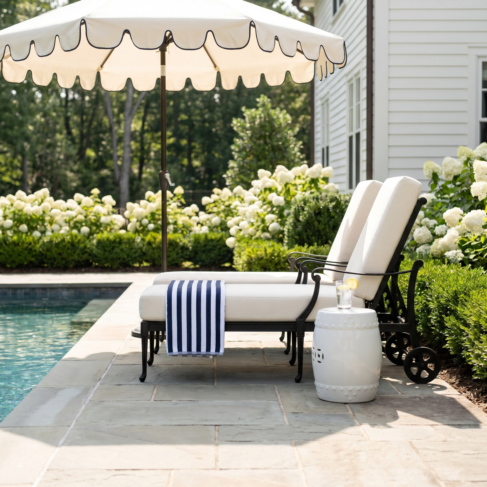 Wiltshire 28.25'' Outdoor Aluminum Chaise Lounge, Textured Black, Canvas Bird's Eye Sunbrella® Canvas