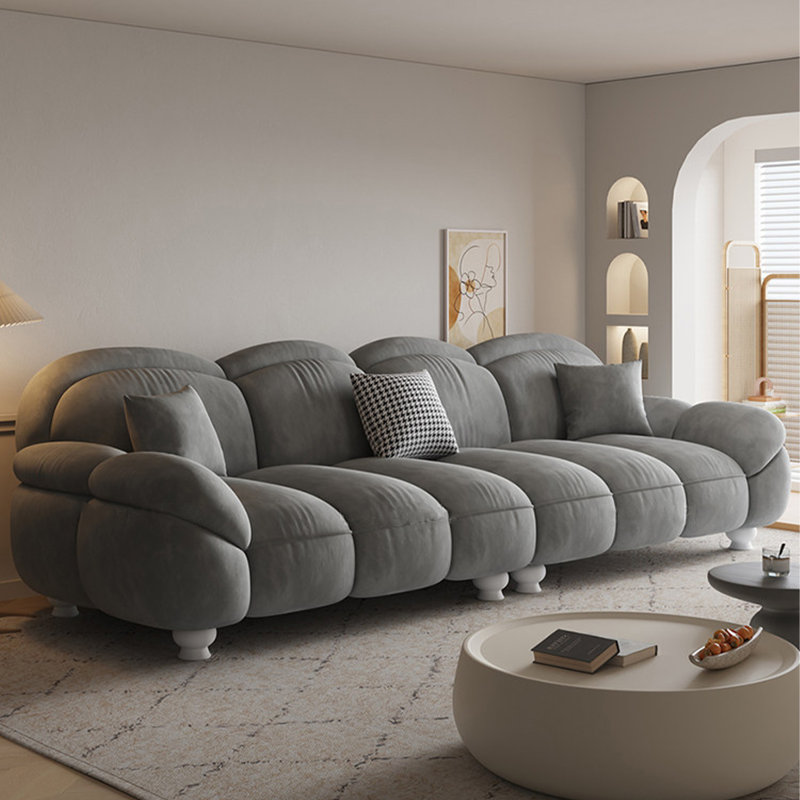 Canapé modulaire gris en polyester, Gris, H 34,65 po x l 110,24 po x P 37,4 po