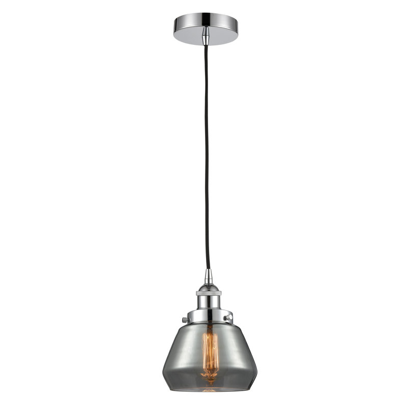 Luminaire suspendu conique à 1 lumière Cahn, Brun, Chrome poli