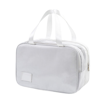  Large Travel Toiletry Bag, Lightweight Water-resistant Makeup Cosmetic Bag Travel Organizer with Handle for Toiletries Accessories, White