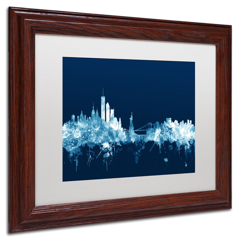 " New York Skyline Navy " by Michael Tompsett, 16" H x 20" W x 0.5" D