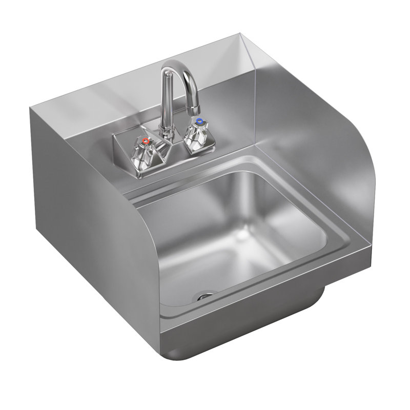 Hand Sink 15 in. x 15 in. With Side Splashes And Gooseneck Faucet.