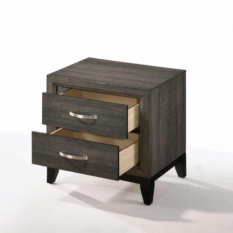 2-Drawer Bedroom Nightstand, Gray