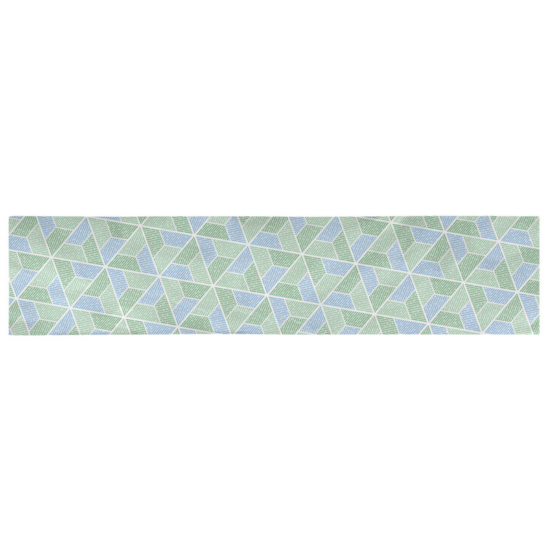 Chemin de table Avicia, 72 po x 16 po, Polyester, Vert / Bleu