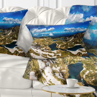 Coussin lombaire à imprimé paysage de plus de sept rila lacs