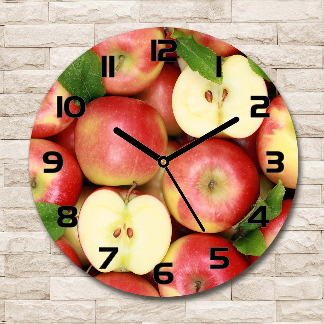 Analoge Wanduhr aus Glas Apples 30 cm Geräuschlos