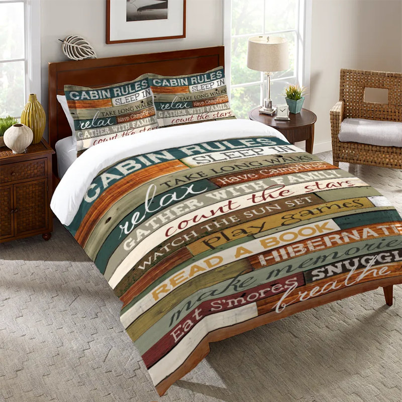 Cabin Rules Machine Woven Duvet Cover, Queen Duvet Cover