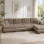 Canapé en chenille en L avec repose-pieds et 4 coussins, brun-1893330545-1893330559
