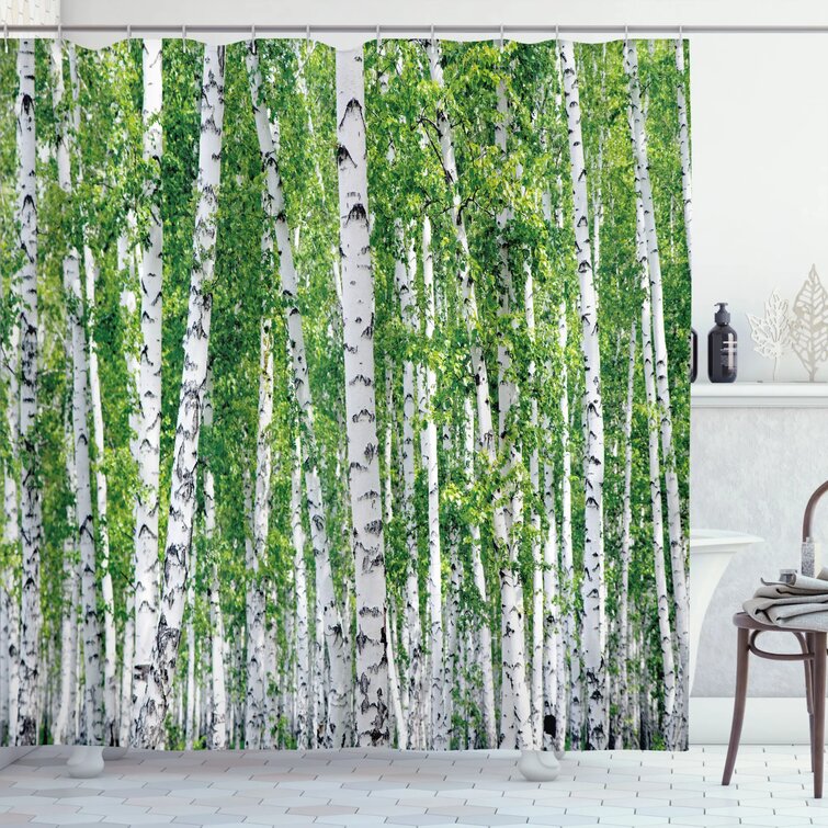 Jungle Shower Curtain Fabric Summer Tropical Lush Trees Forest