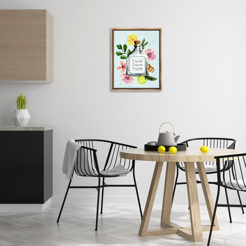  Art floral sur toile Floater, Cadre flottant orme Montalcino, H 21 po x l 17 po