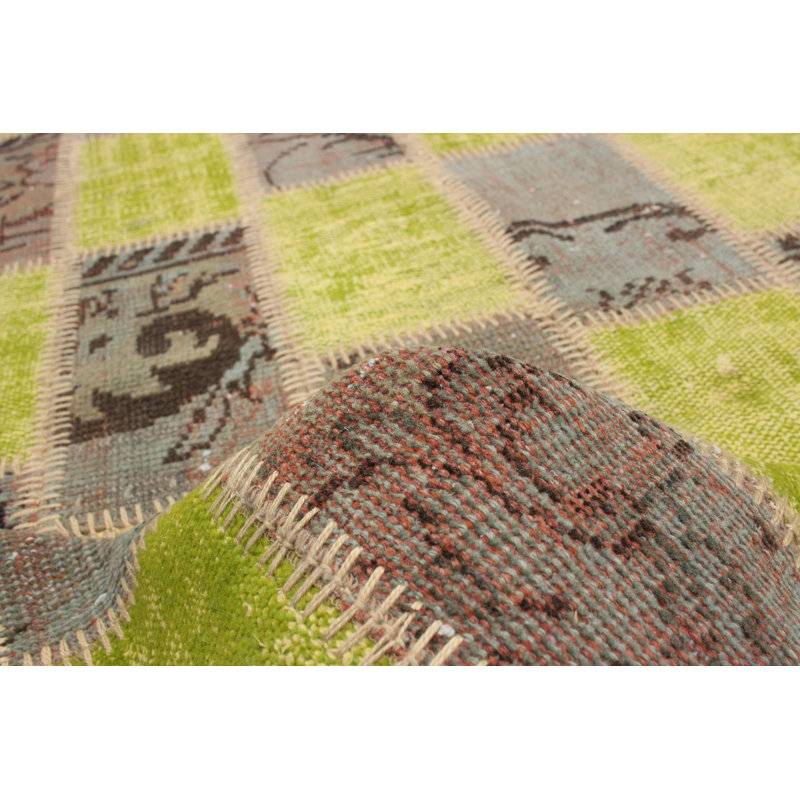Tapis décoratif en laine noué à la main de conception unique 4 pi 5 po x 6 pi 10 po beige/brun/gris