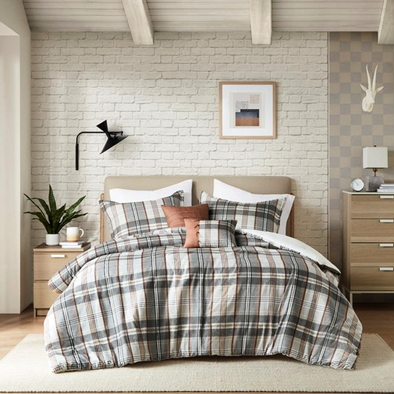 Édredon double / grand écossais, 2 taies décoratives, coussins décoratifs, rembourrage, imprimé de literie de conception classique,
