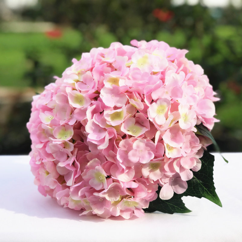 Tiges d'hortensia en soie artificielle, Rose