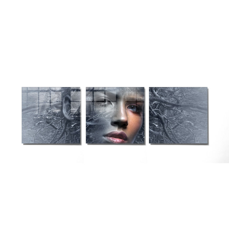 3 Piece No Frame Print on Glass, 60cm H x 60cm W x 0.4cm D