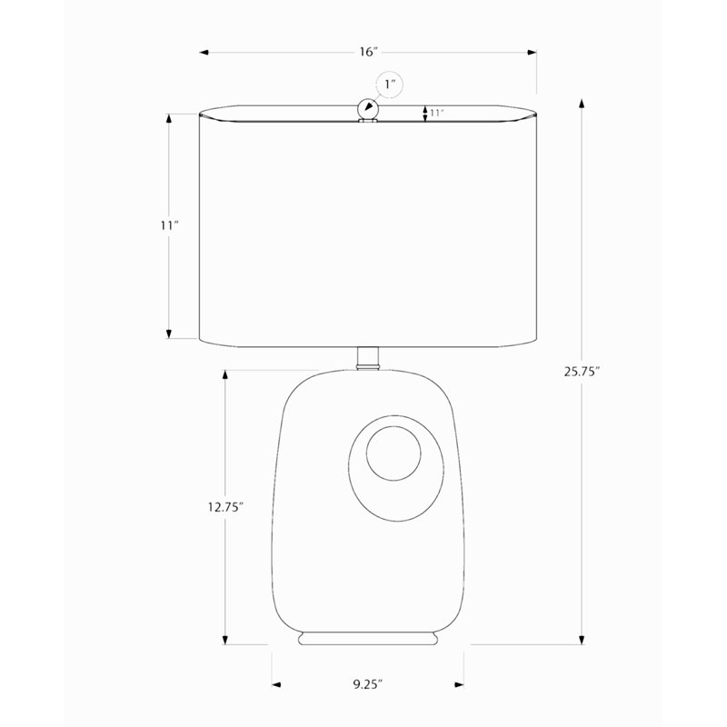Lighting, H 26 po, lampe de table en céramique, abat-jour ivoire / crème, Light Grey