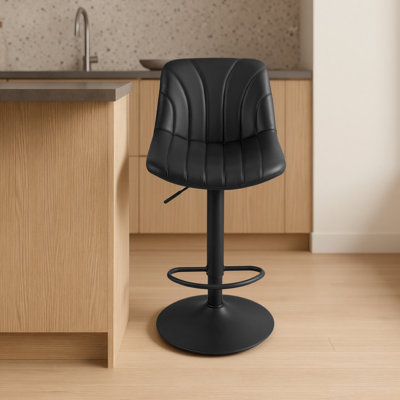 Swivel Upholstered Adjustable Height Counter Stool with Metal Frame