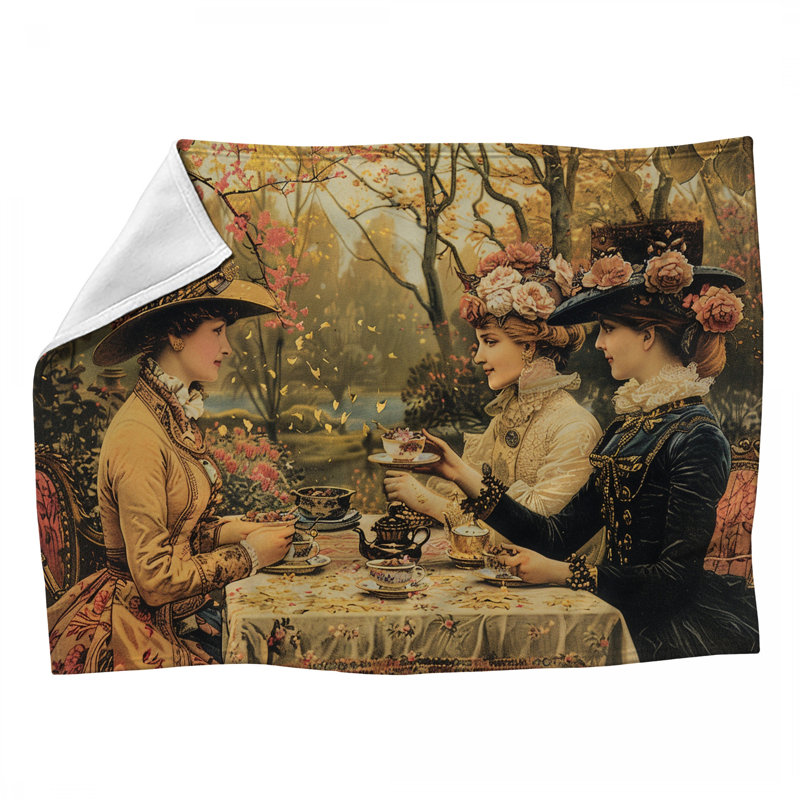 Jeté en polaire Tea Party - Jetés victoriens pour canapés ou lits, 60 po x 80 po