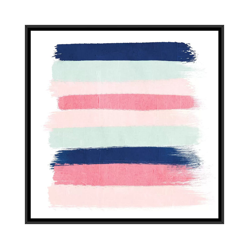 « loral rayures », reproduction d’impression sur toile, H 18 po x l 18 po x P 1,5 po, Toile avec cadre noir