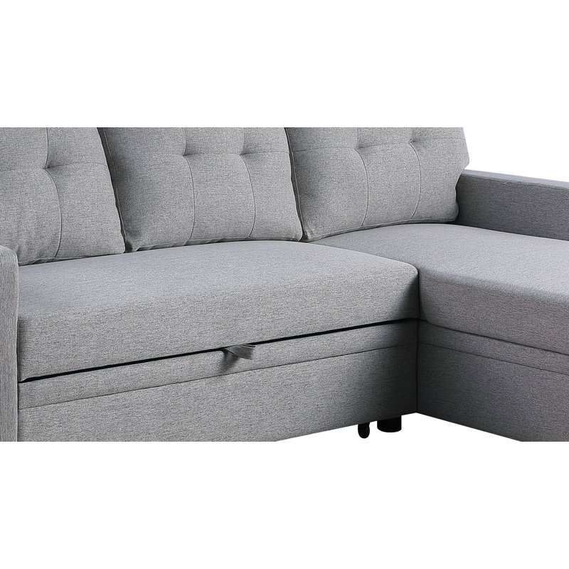 Canapé modulaire rembourré avec méridienne, Gris clair